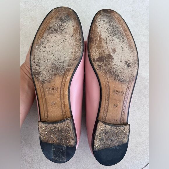 Gucci Brixton Horsebit Loafer Pink Leather Driving Flat Mule Jordaan EU 37 US 7 - Picture 6 of 13